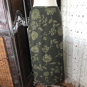 Josephine Chaus Olive Green Floral Maxi Wrap Skirt